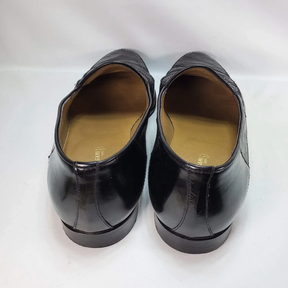 R. Martegani Loafers Mens 10.5 M Black Exotic Leather Italian Handmade Luxury